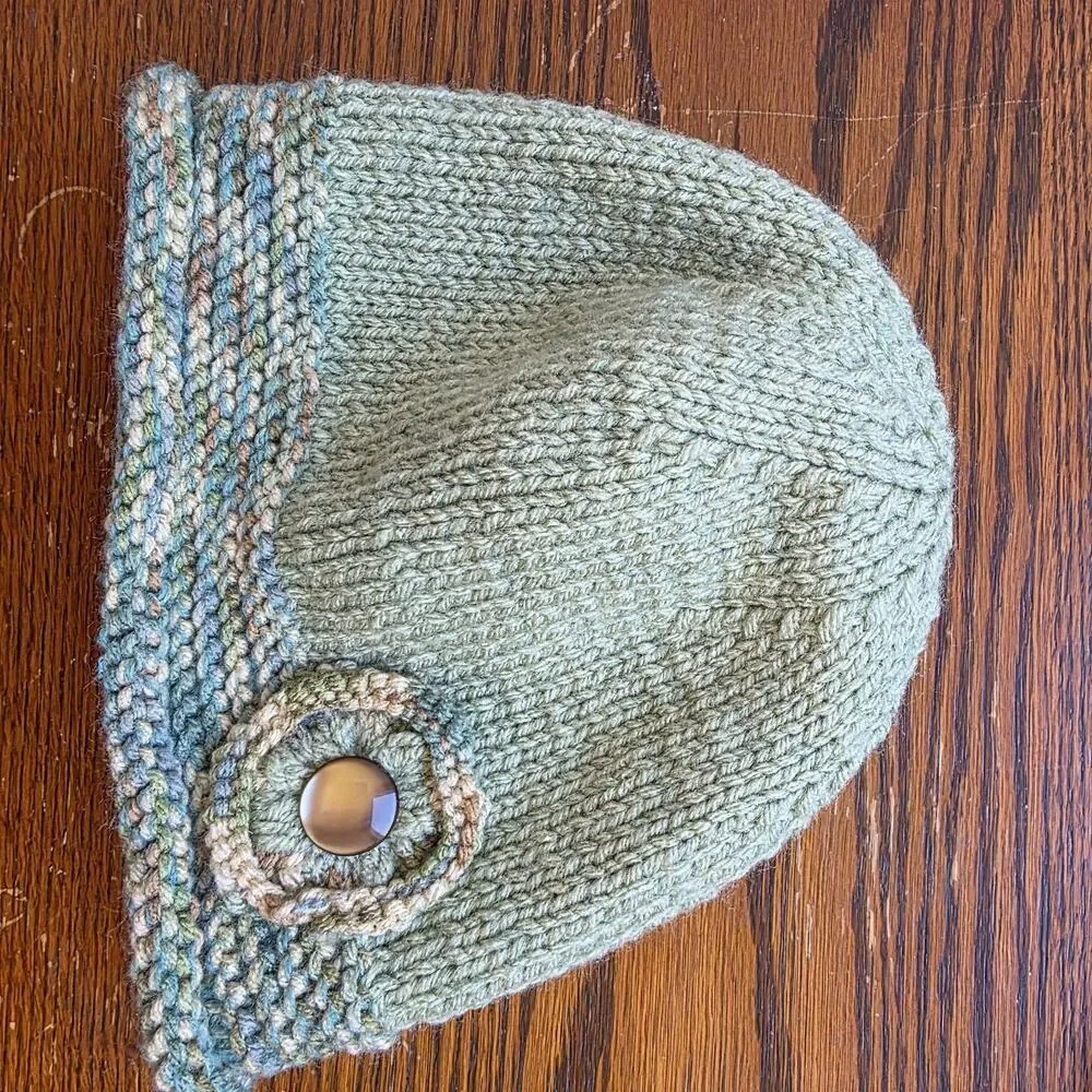 Y2K Bucket Hat Handmade Knit Floral 90s Crochet Purple Green Feminine‎ Statement